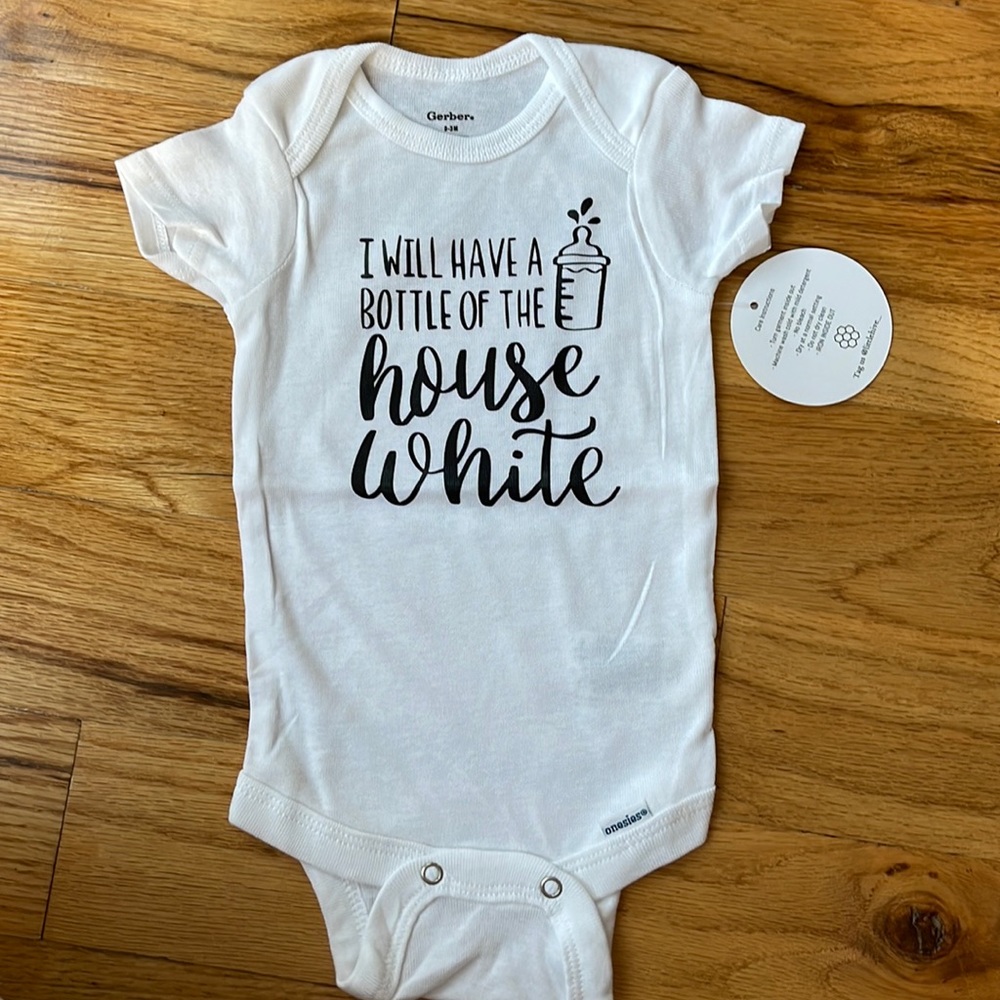 0-3M onesie bottle of the house white